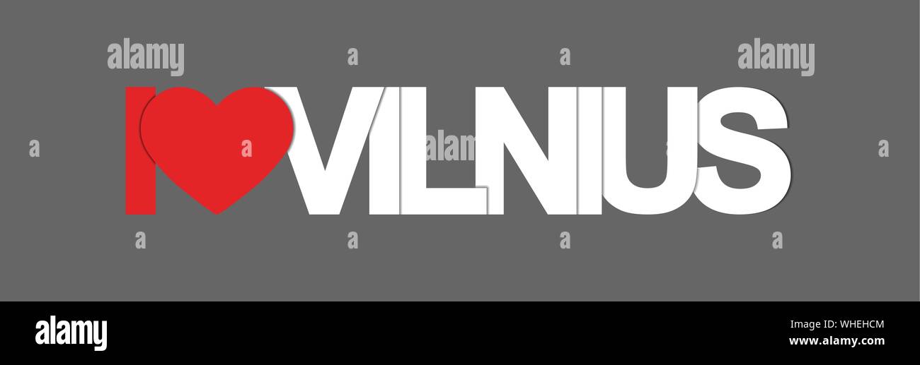 J'AIME VILNIUS. Bannière avec le cœur et le nom de la capitale de la Lituanie Illustration de Vecteur