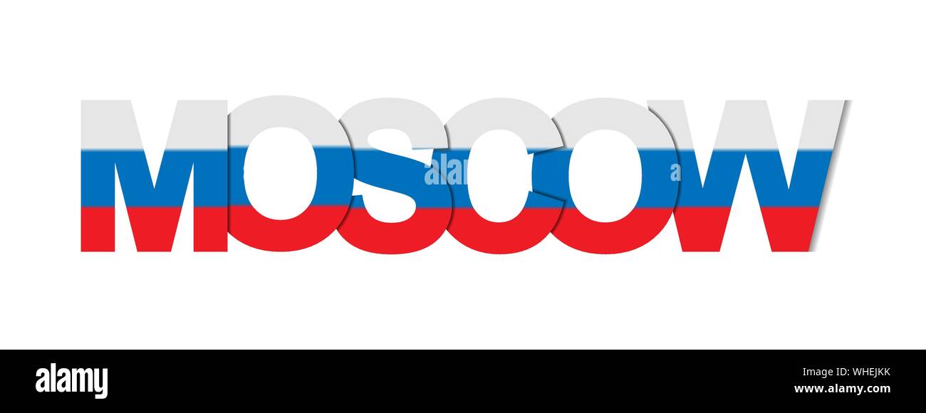 Moscou. La bannière avec le nom de la capitale de la Russie est peint dans les couleurs du drapeau national. Illustration de Vecteur