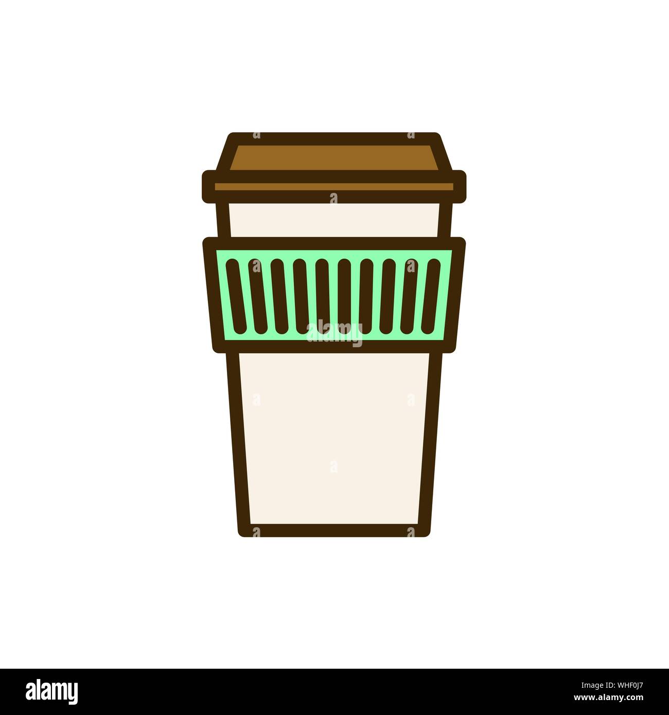 Icône café w vert couleurs brun et brun foncé Illustration de Vecteur