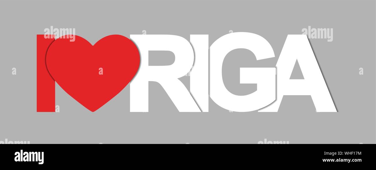 J'aime de Riga. Bannière avec le cœur et le nom de la capitale de la Lettonie Illustration de Vecteur