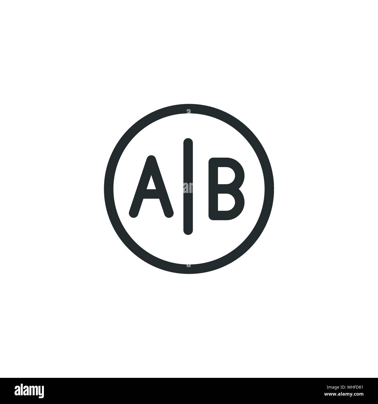 L'essai, essai, l'icône de recherche avec des lettres A et B Illustration de Vecteur