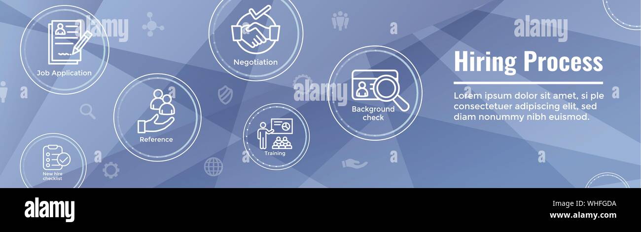 Le processus d'embauche icon set et web bannière d'en-tête Illustration de Vecteur
