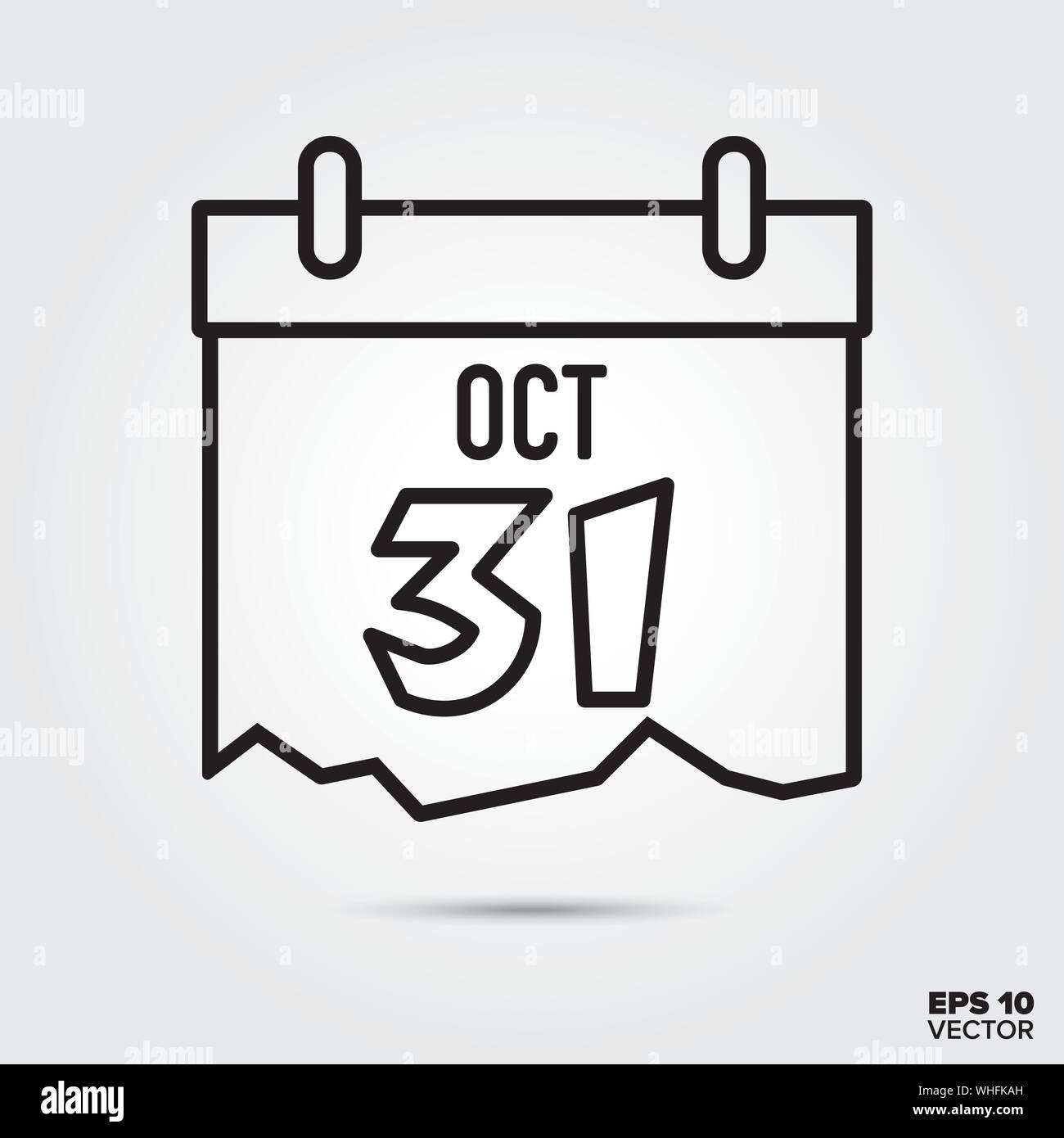 Calendrier avec date d'halloween icône style du contour. Saison d'automne et la fête symbole. Cartoon vector illustration spooky. Illustration de Vecteur
