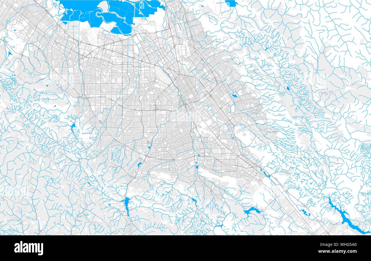 Riche carte de la zone de vecteur détaillée San Jose, Californie, États-Unis. Modèle de carte pour la décoration. Illustration de Vecteur