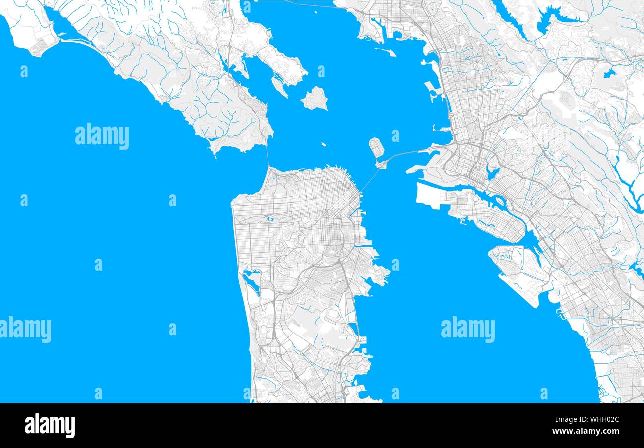Détaillée riche zone vecteur plan de San Francisco, Californie, États-Unis. Modèle de carte pour la décoration. Illustration de Vecteur