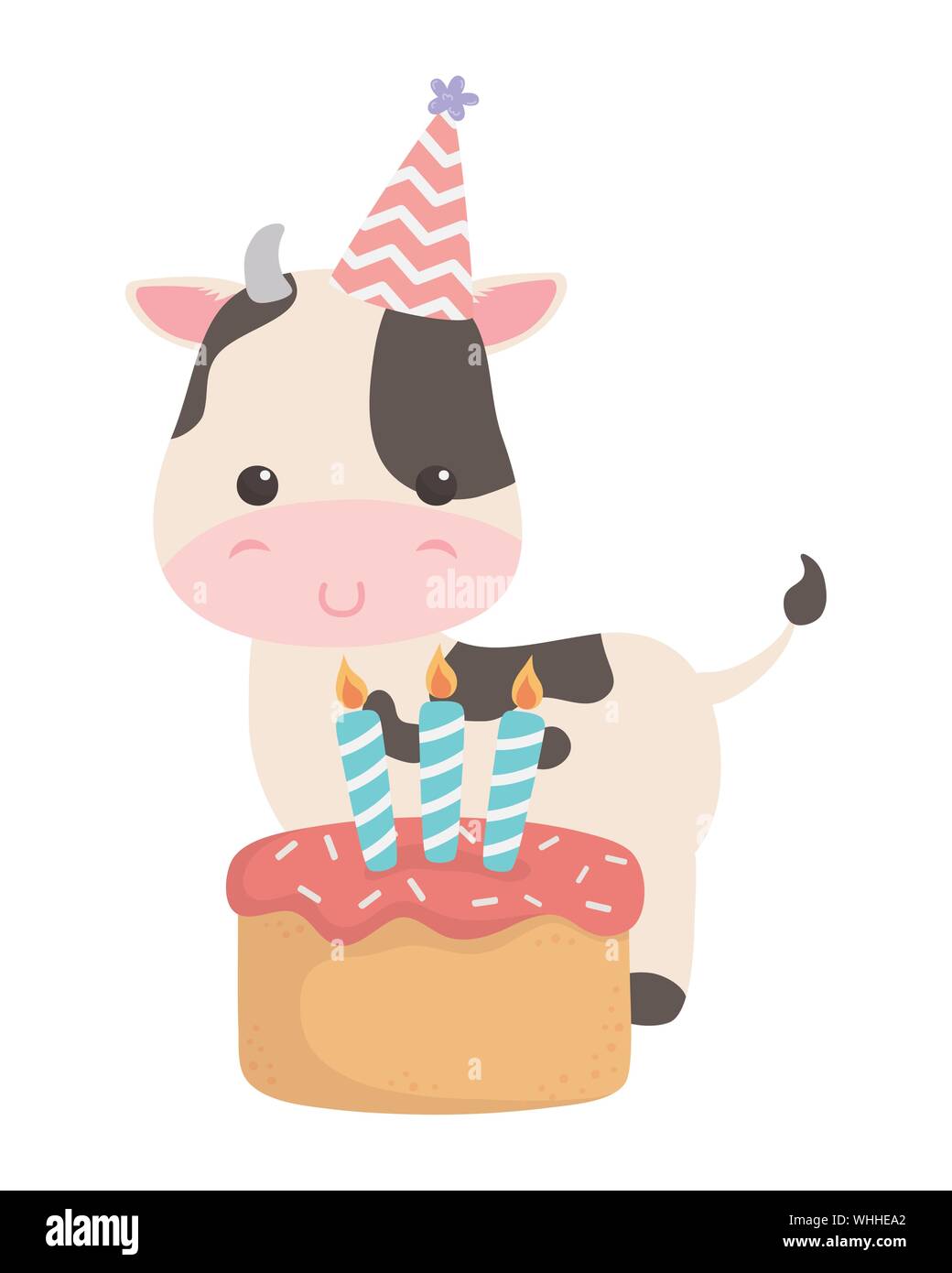 Design Dessin Anime Vache Animal Joyeux Anniversaire Celebration Noel Decoration Et Theme Surprise Vector Illustration Image Vectorielle Stock Alamy
