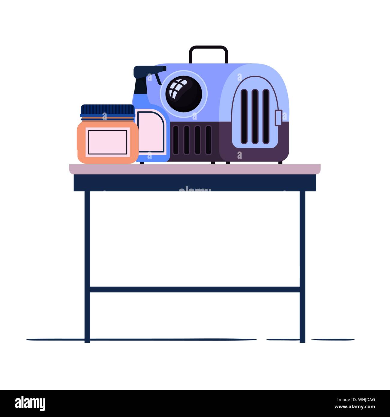 Boîte de transport pour animaux sur tableau avec fond blanc Illustration de Vecteur