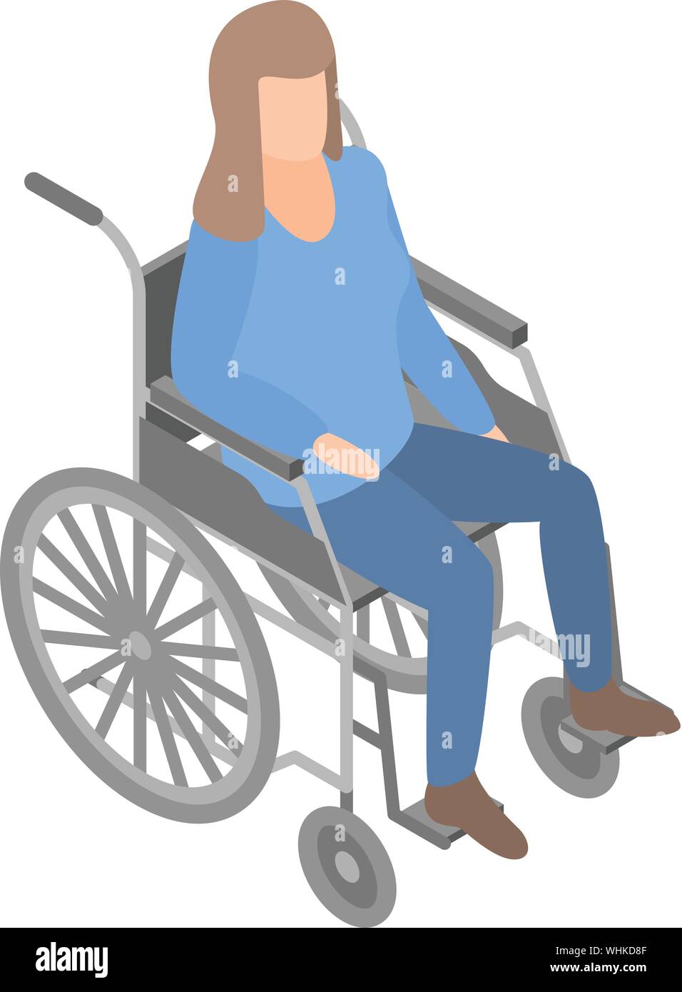 Femme en fauteuil roulant, l'icône de style isométrique Illustration de Vecteur