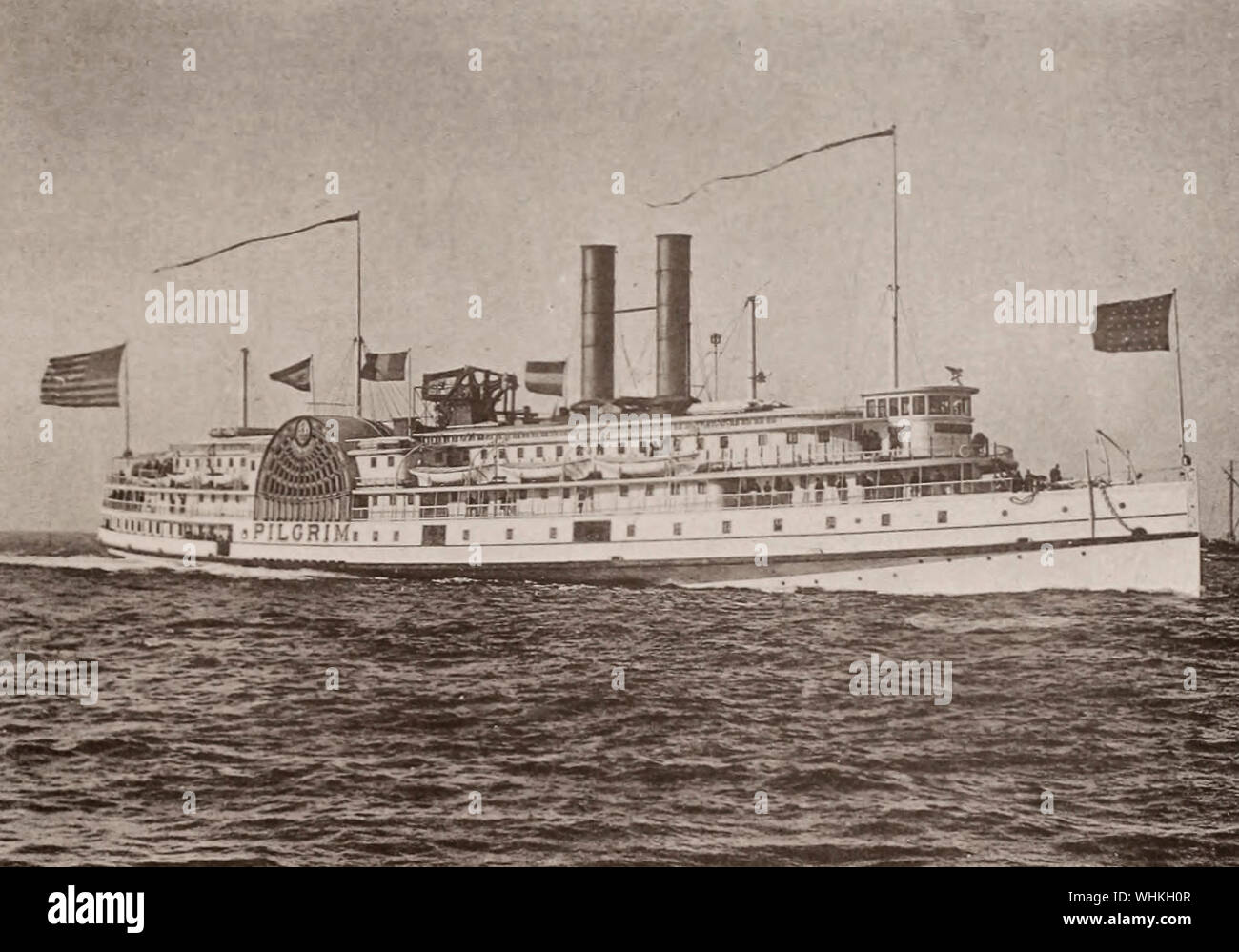 Fall River Line Steamer Pilgrim, circa 1891 Banque D'Images