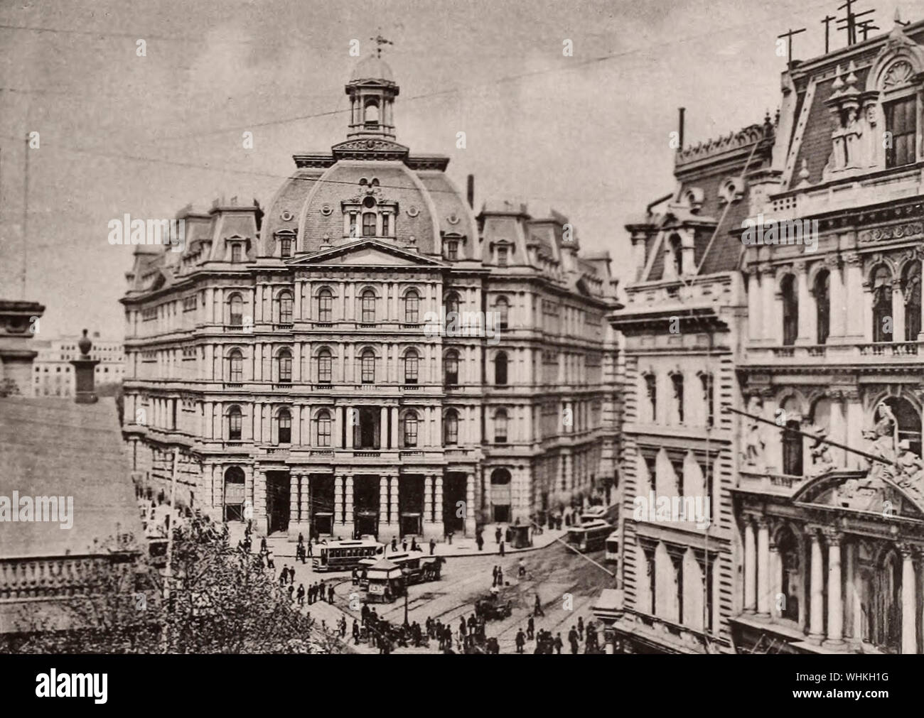 US Post Office, Park Row, Herald, Parc National Bank, New York City, vers 1891 Banque D'Images