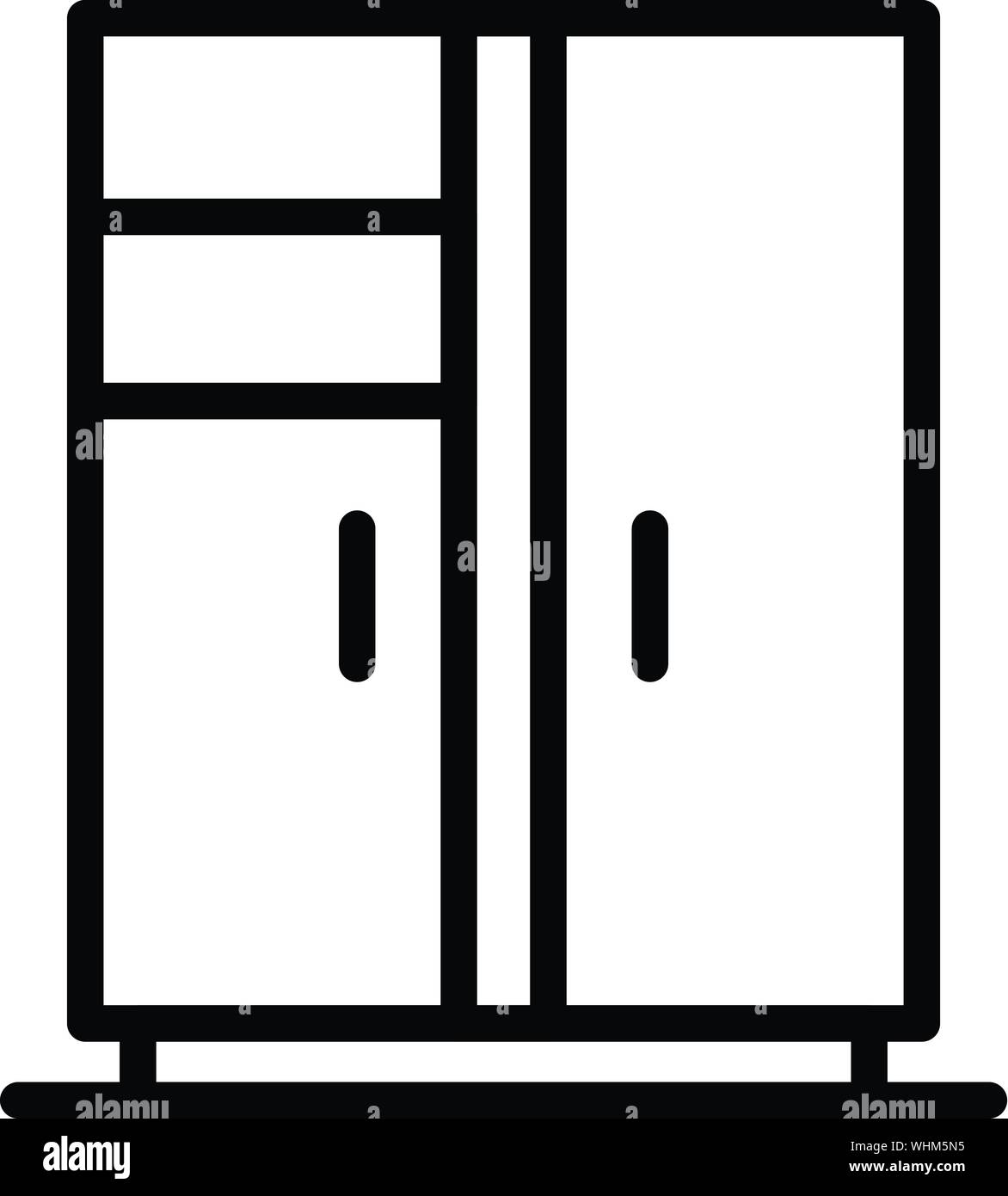 Réfrigérateur à double lame de style du contour, icône Illustration de Vecteur