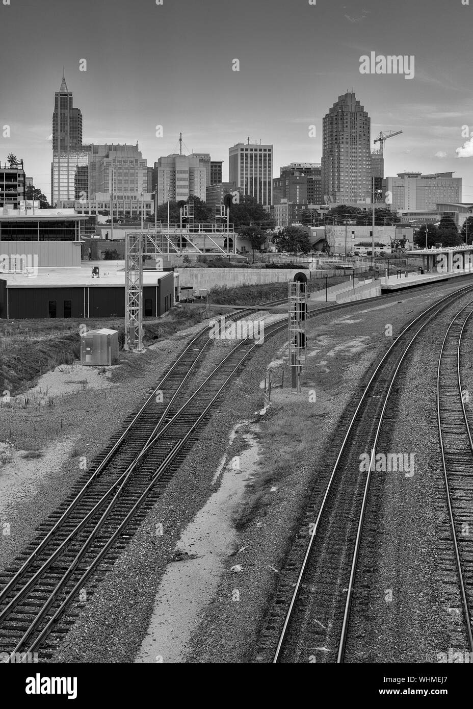 Centre-ville de Raleigh à partir du pont Boylan de Raleigh, Caroline du Nord. Banque D'Images