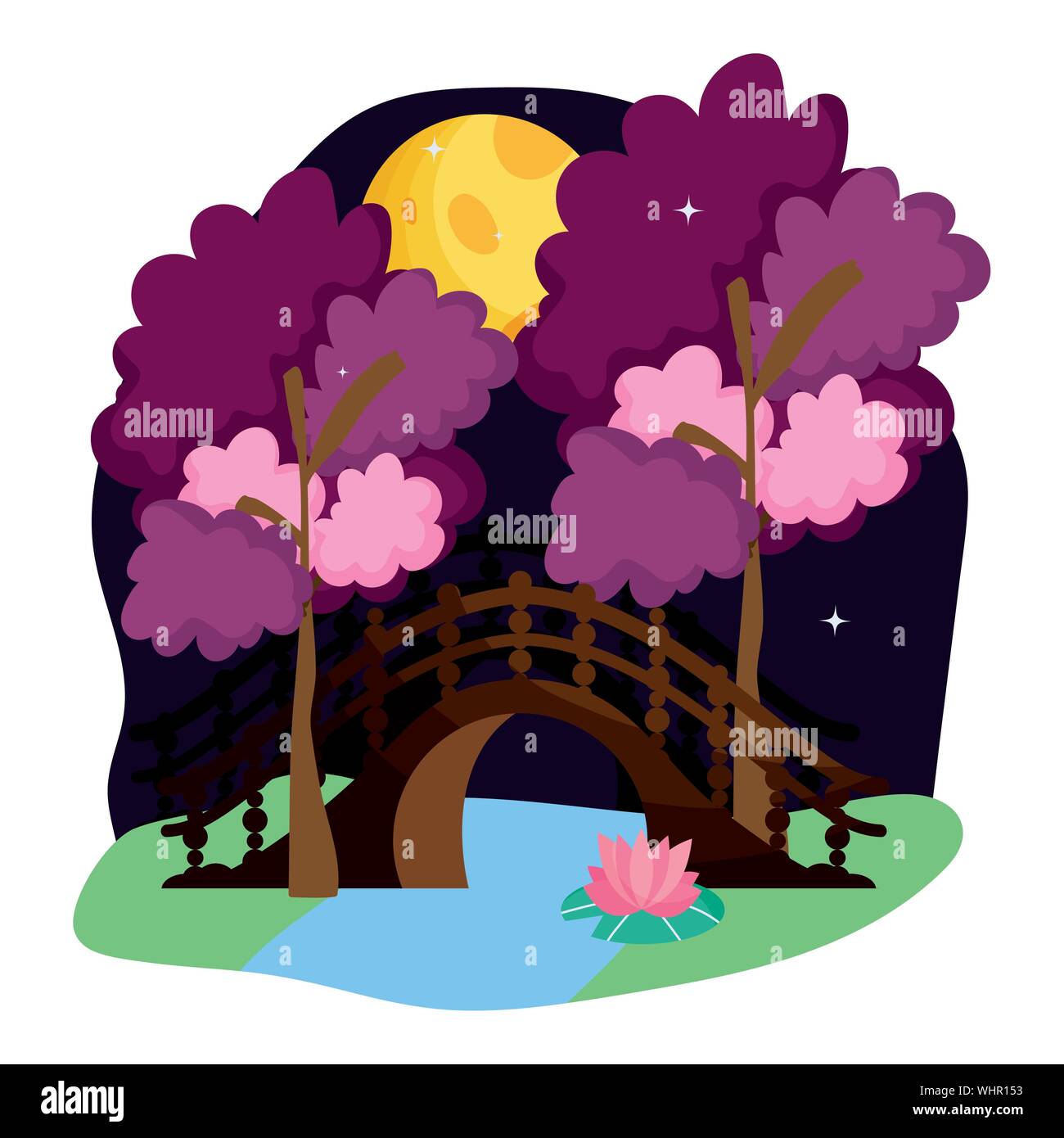 La conception du pont de la Chine, de la Culture de l'art traditionnel de l'Asie orientale et monument célèbre tratheme Vector illustration Illustration de Vecteur