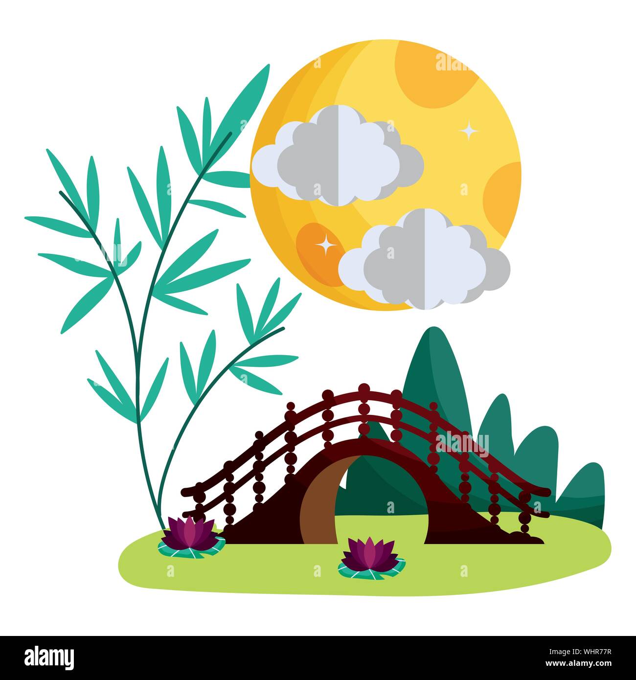 La conception du pont de la Chine, de la Culture de l'art traditionnel de l'Asie orientale et monument célèbre tratheme Vector illustration Illustration de Vecteur