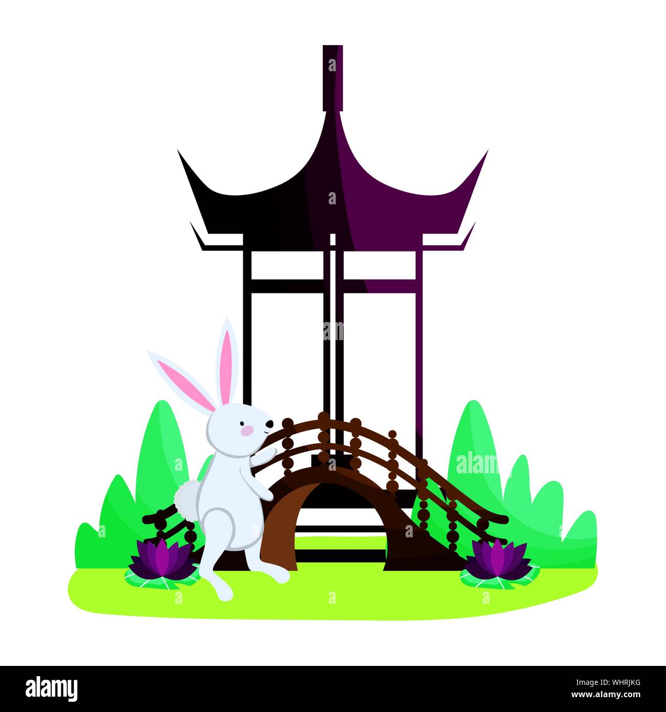 Conception de lapin, festival de mi-automne oriental chine célébration et thème traditionnel Vector illustration Illustration de Vecteur