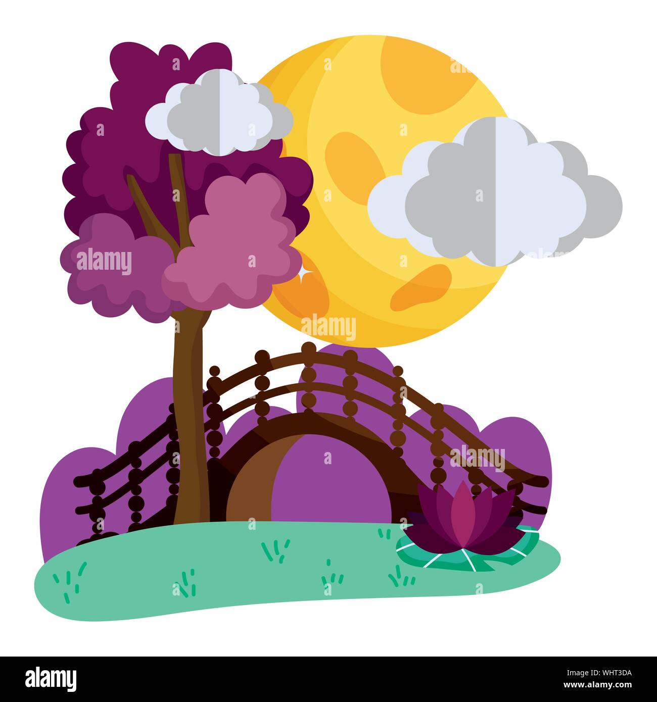 La conception du pont de la Chine, de la Culture de l'art traditionnel de l'Asie orientale et monument célèbre tratheme Vector illustration Illustration de Vecteur