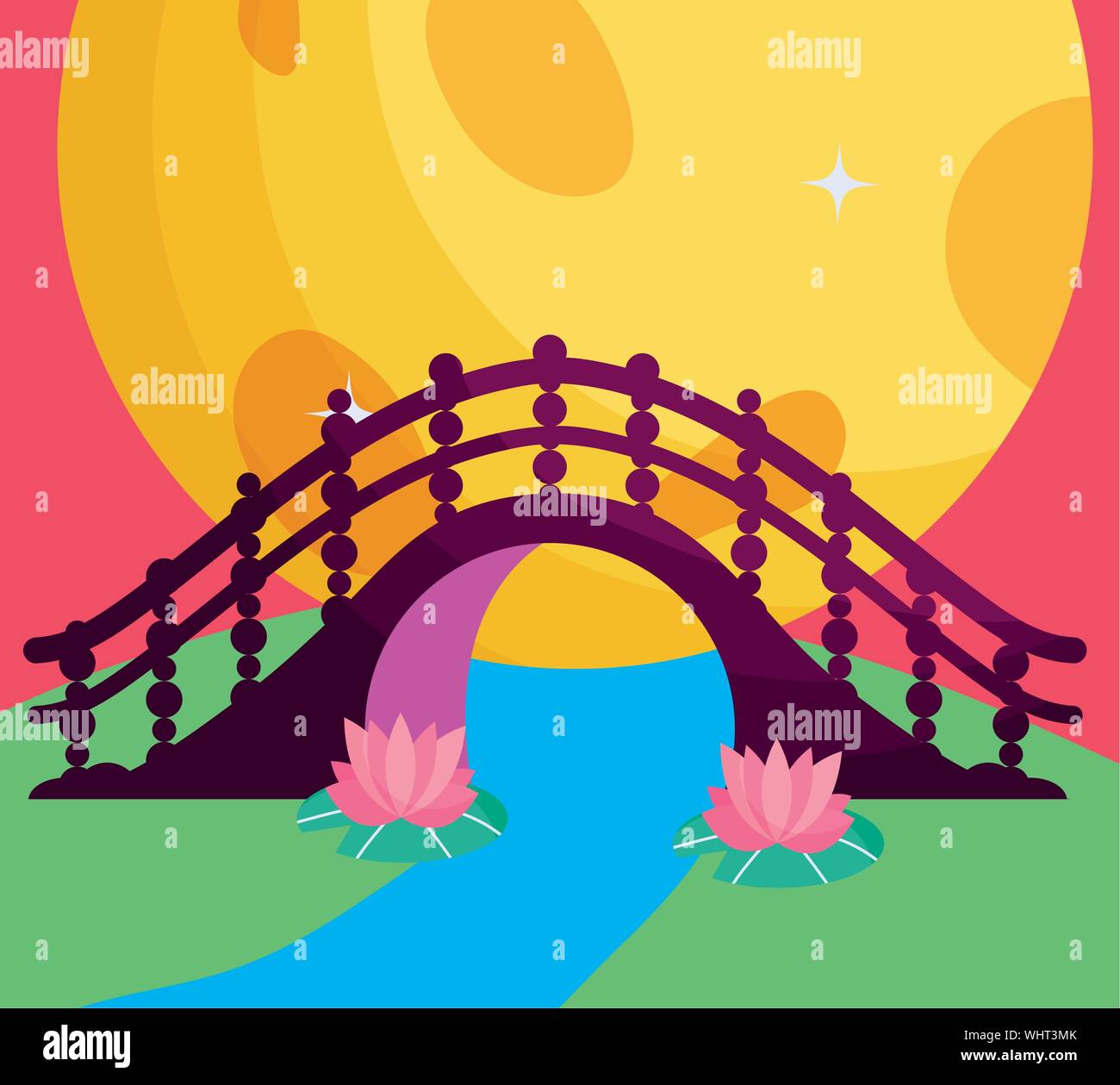 La conception du pont de la Chine, de la Culture de l'art traditionnel de l'Asie orientale et monument célèbre tratheme Vector illustration Illustration de Vecteur