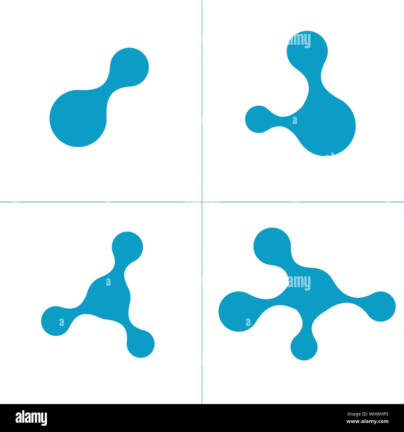 Résumé La structure moléculaire du fluide modèle logo set. Technologie science signe. Déposer l'impression. Stock Vector illustration isolé sur fond blanc Illustration de Vecteur