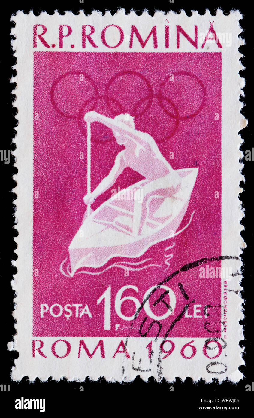 Roumanie - Timbres-poste 1960 Jeux Olympiques d'été, Rome Banque D'Images