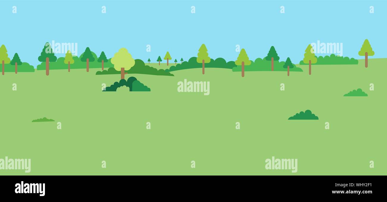 Nature Paysage avec ciel bleu.Meadow view avec forest.Champ vert parlons nature Illustration de Vecteur