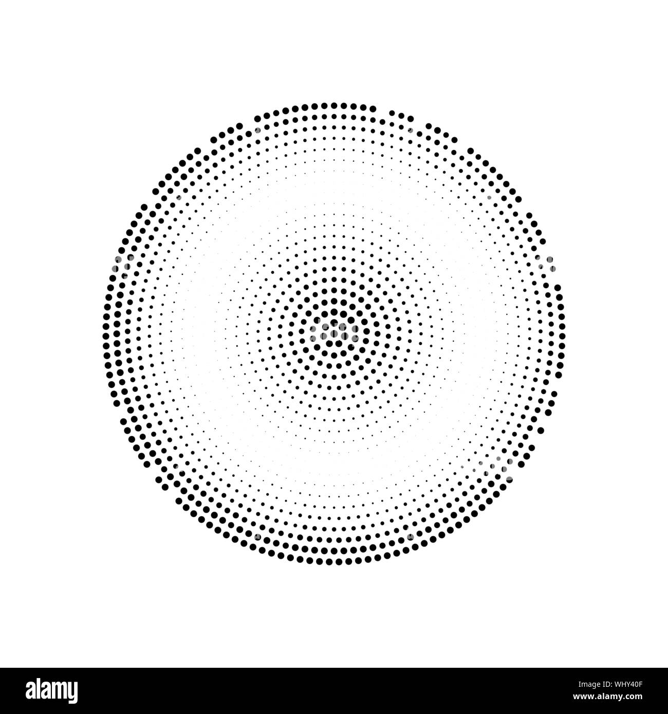 Cercle de demi-teintes. Gradient Vector parsemée d'explosion. Modèle noir et blanc grunge Illustration de Vecteur