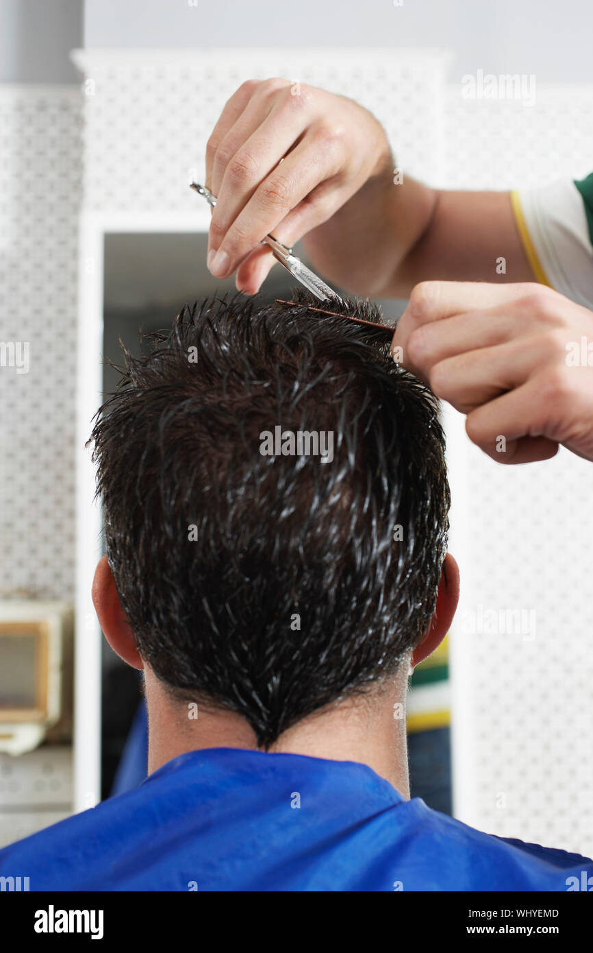 Coupe Cheveux En Arrière Homme Vue arrière libre de coiffure homme coupe de cheveux du client Photo Stock  - Alamy