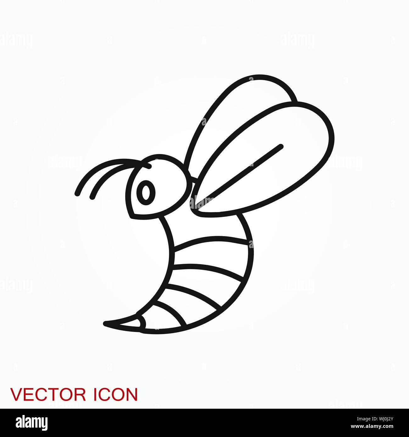 L'icône de l'abeille. Signe des animaux de ferme. Symbole graphique Illustration de Vecteur