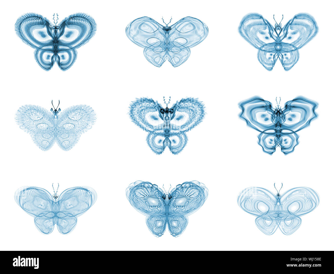 Série Papillons fractale. Abstract design fait de papillons fractale isolé sur le sujet de la science, la créativité et la conception Banque D'Images