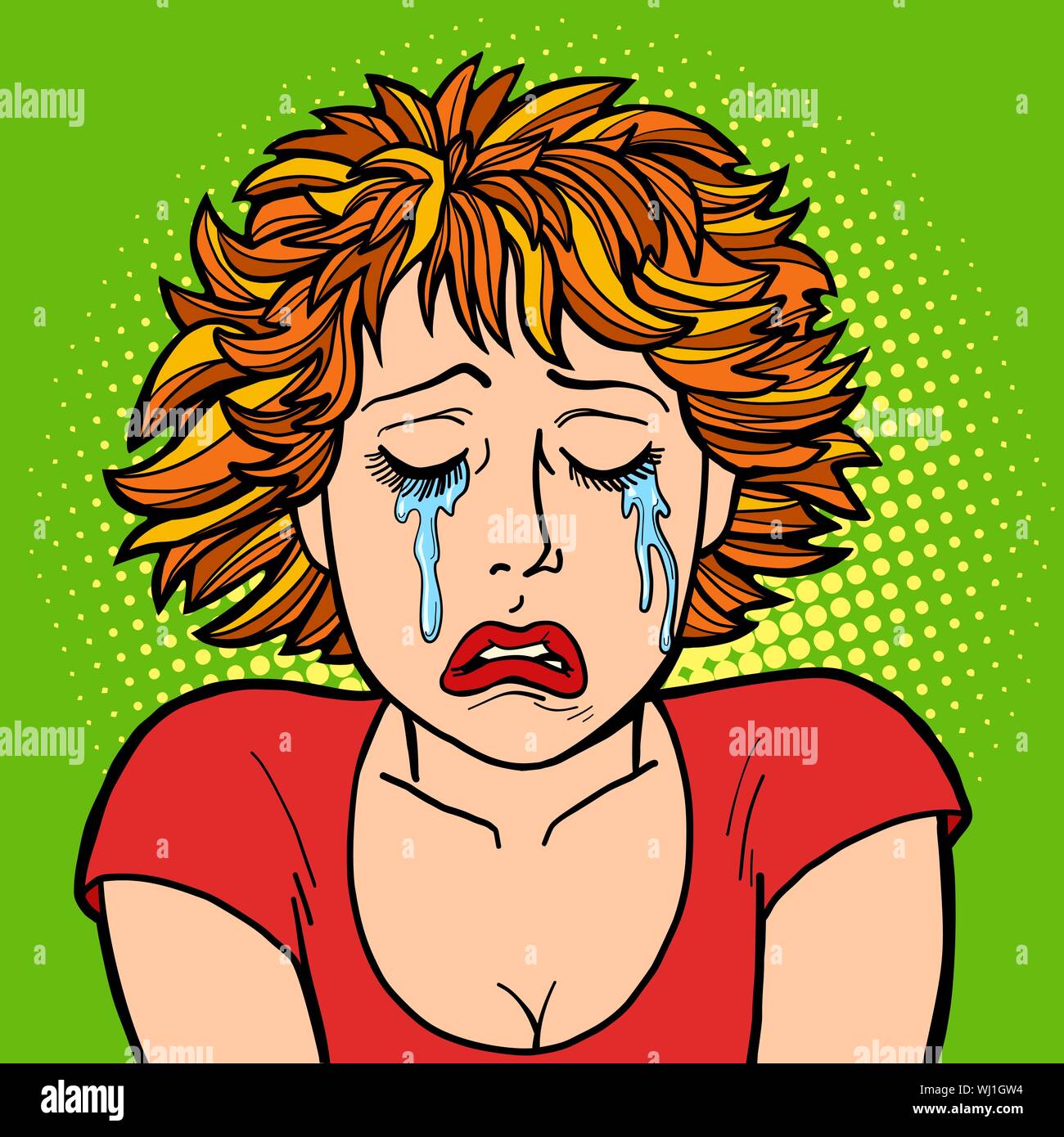 Femme pleurer les émotions humaines. Comic cartoon retro pop art dessin illustration vectorielle Illustration de Vecteur