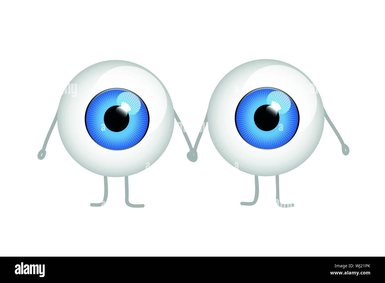 Deux yeux bleus tenant la main cartoon vector illustration EPS10 Illustration de Vecteur