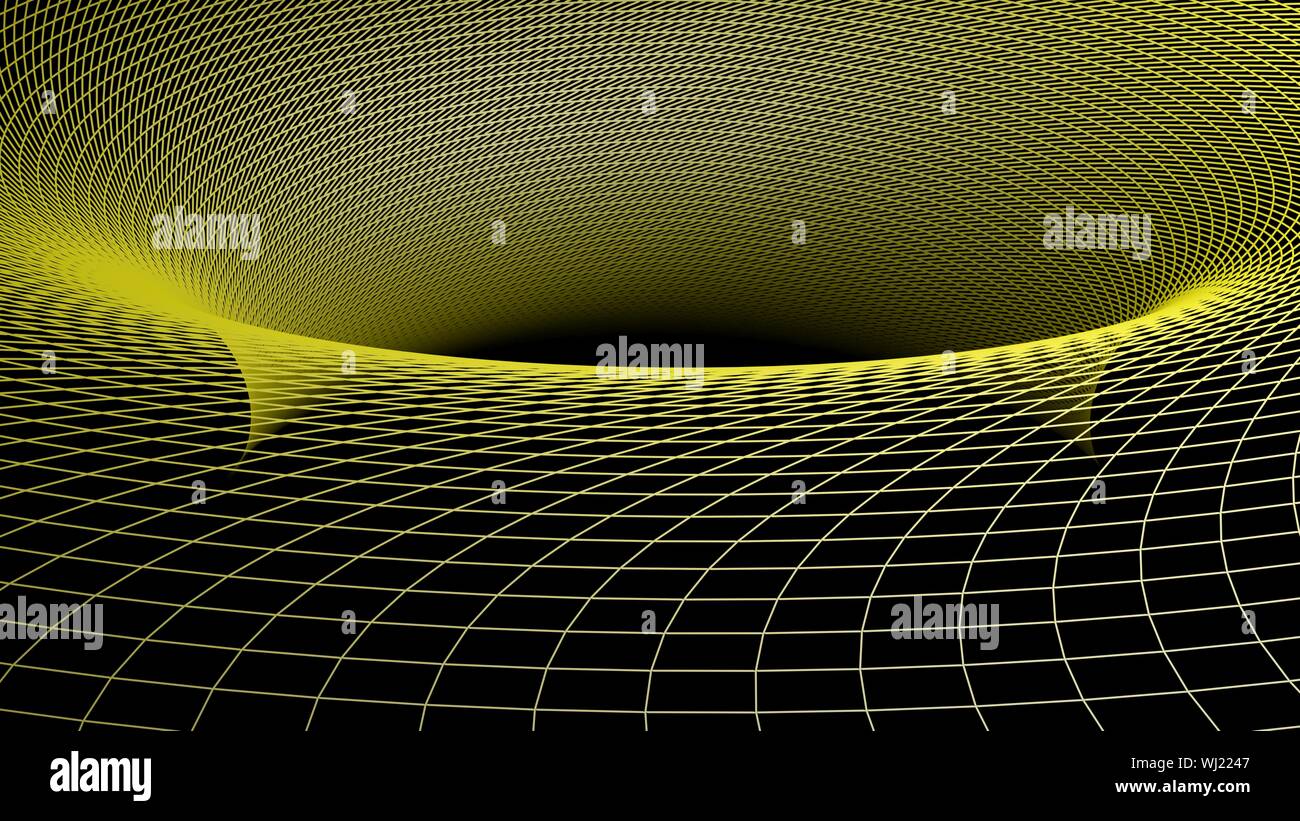Surface mathématique grille jaune sur fond noir - le rendu 3D illustration Banque D'Images
