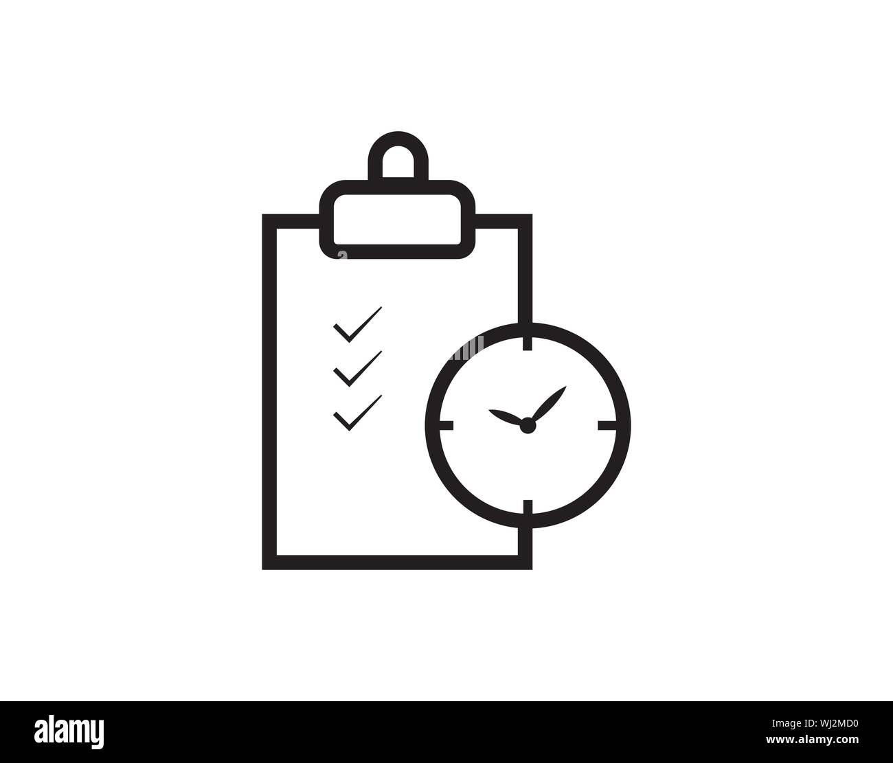 Liste de contrôle de la gestion des tâches avec vecteur d'icône de planification du temps d'horloge Illustration de Vecteur