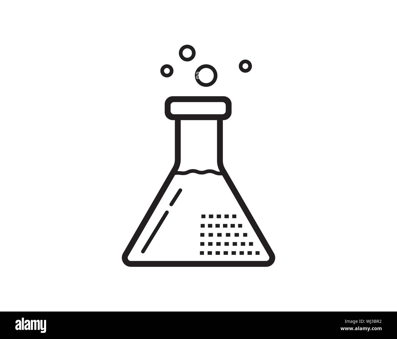 L'icône de la ligne de ballon, bécher, contour vector sign, style linéaire Les pictogrammes isolé sur blanc. Verrerie de laboratoire chimique symbole, logo illustration. Illustration de Vecteur