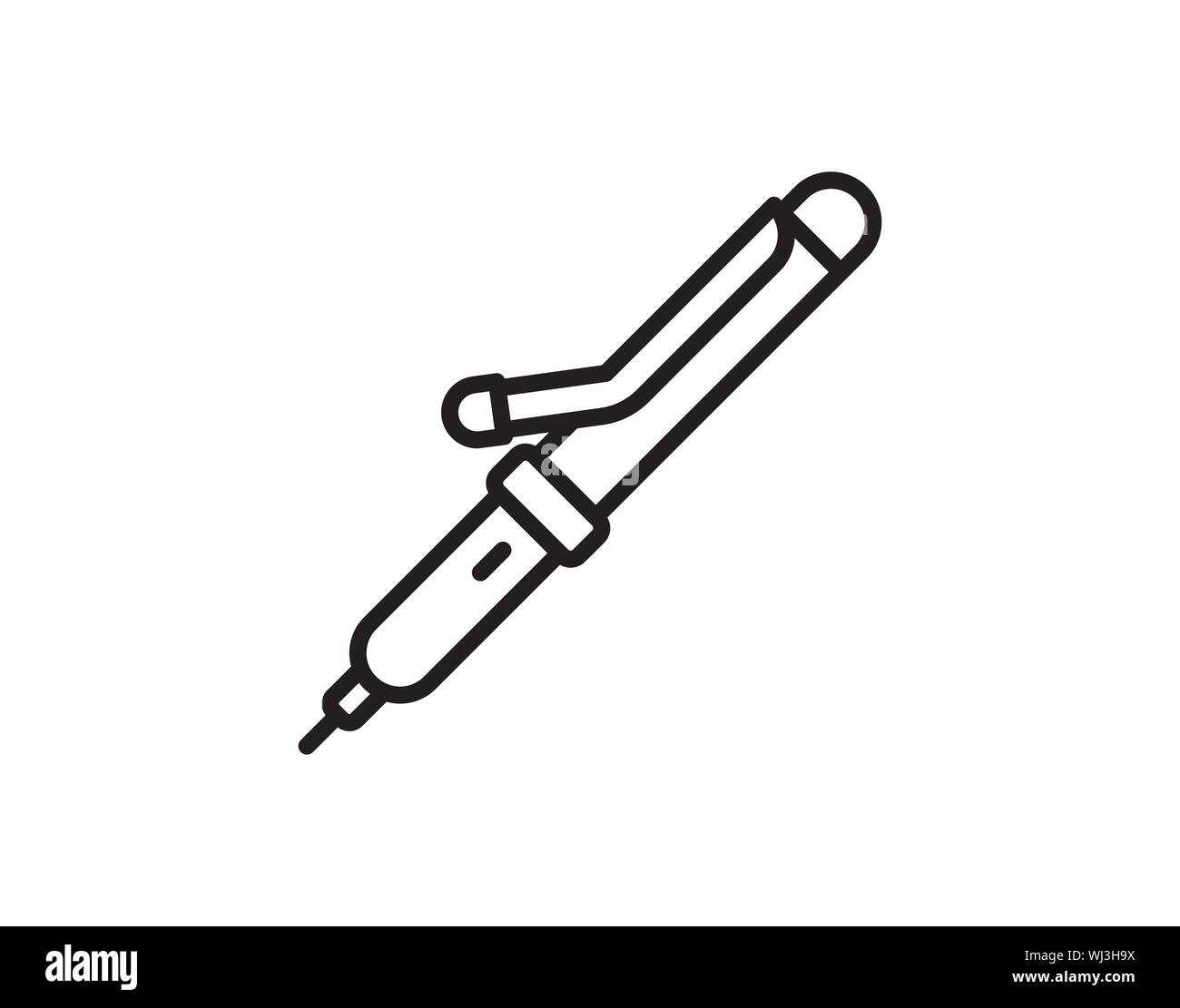 Fer à friser les cheveux. L'icône de la ligne de style linéaire signe pour concept mobile et web design. Cheveux électriques curler contours vector icône. Symbole, logo illustration. Illustration de Vecteur
