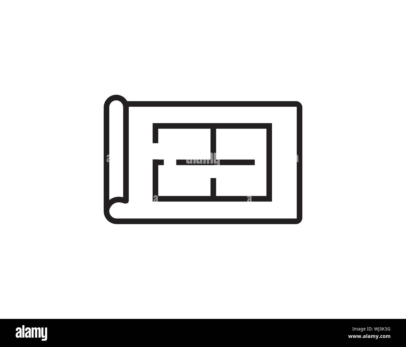 L'icône Contour roll plan image vectorielle Illustration de Vecteur