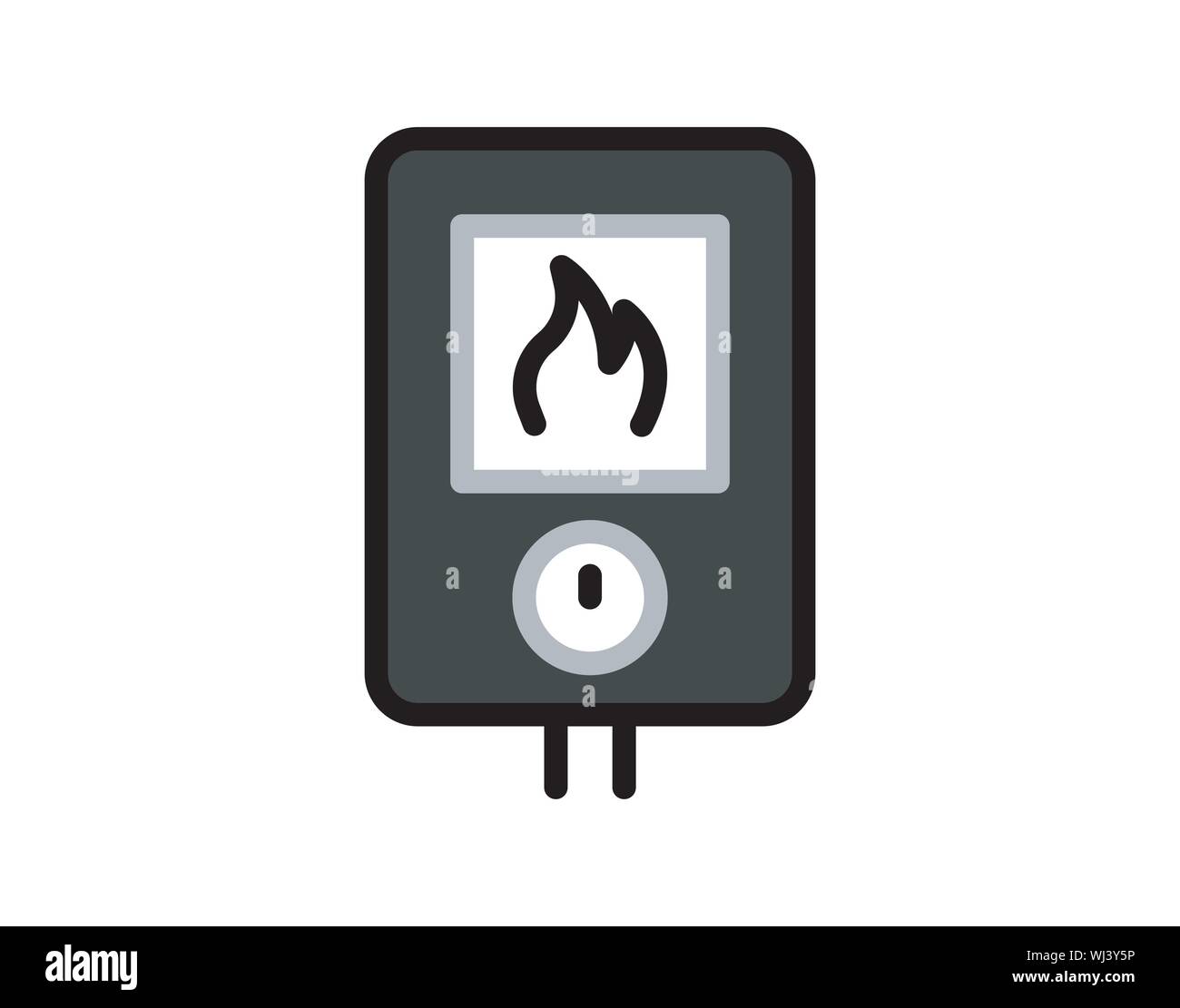 Chauffage gaz signe sur l'icône noir image vectorielle isolés Illustration de Vecteur