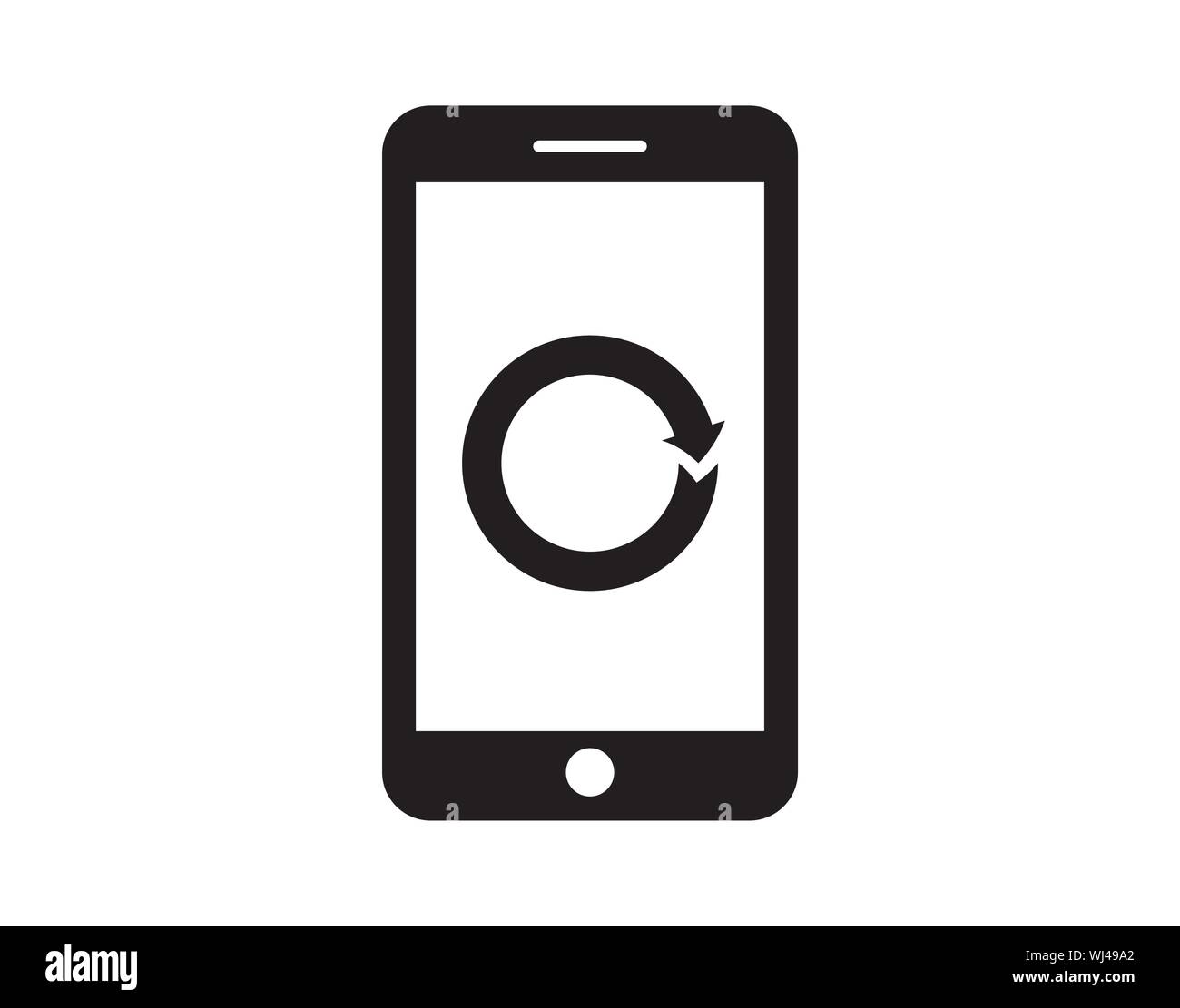 Bouton Recharger Smartphone icône linéaire. Le redémarrage du téléphone intelligent symbole de contour. Illustration de Vecteur