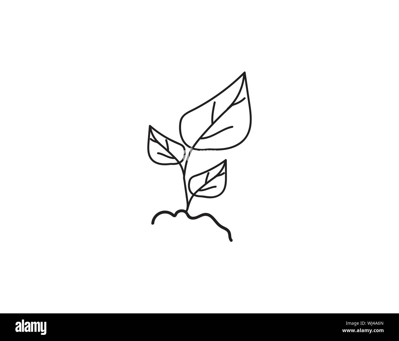 L'icône de l'usine avec des feuilles sur les tiges qui se développent à partir de l'image vectorielle Illustration de Vecteur