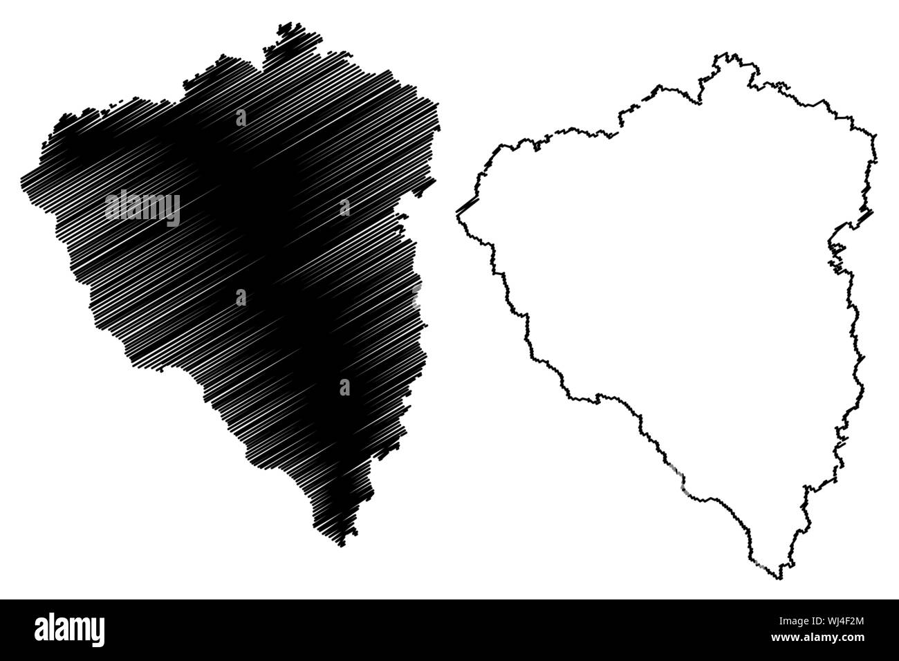 Plzen Région (terres de Bohème, Tchéquie, Régions de la République tchèque) map vector illustration, scribble sketch carte de Plzeň Illustration de Vecteur