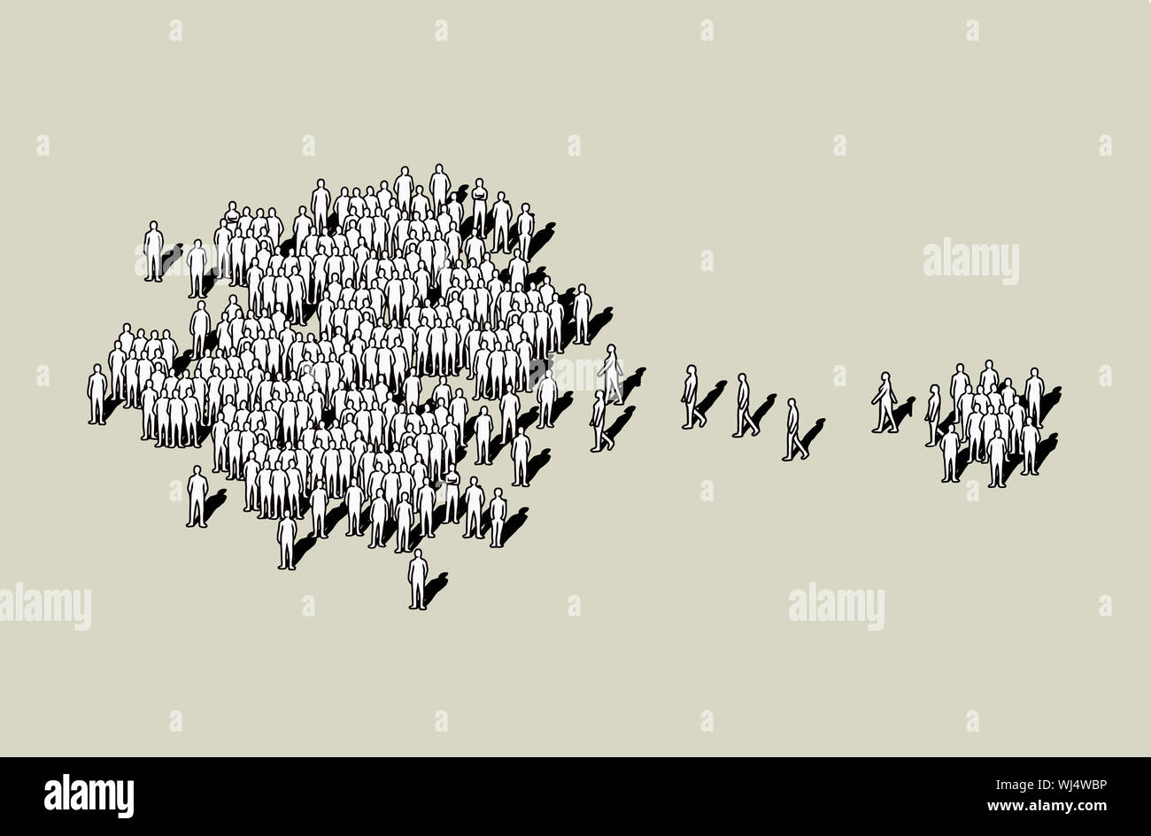 Les gens de petit groupe de rejoindre foule Banque D'Images