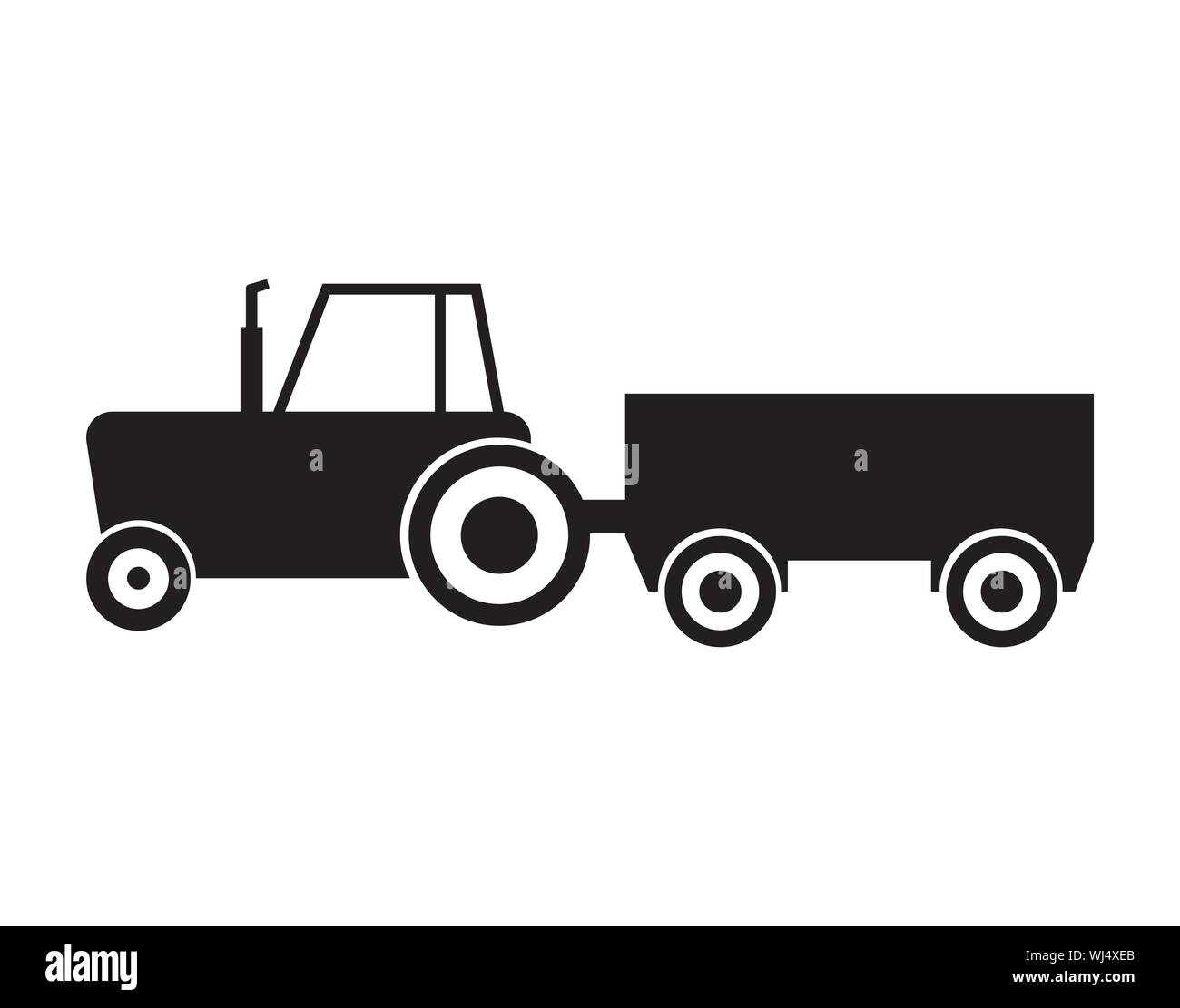 Icône de tracteur agricole avec remorque pour l'agriculture et le transport Illustration de Vecteur