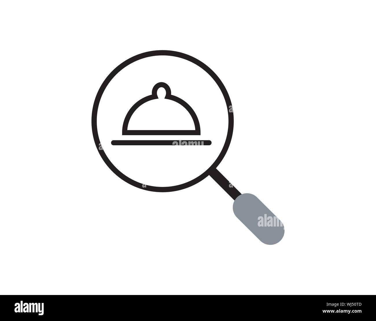 Symbole de recherche de restaurant avec loupe et couvercle de nourriture Illustration de Vecteur