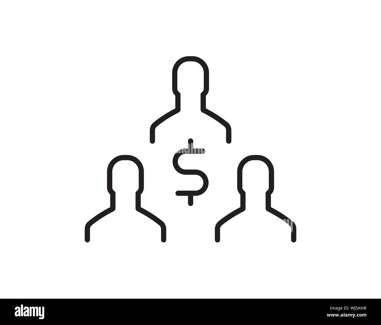 Revenu de groupe et icône de finance partagée avec le symbole du dollar, signe vectoriel Illustration de Vecteur