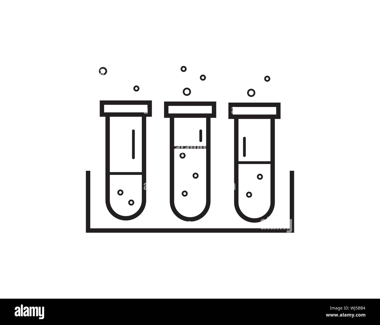 Icône de tubes à essai de laboratoire pour la recherche scientifique et l'analyse chimique, vecteur de contour Illustration de Vecteur