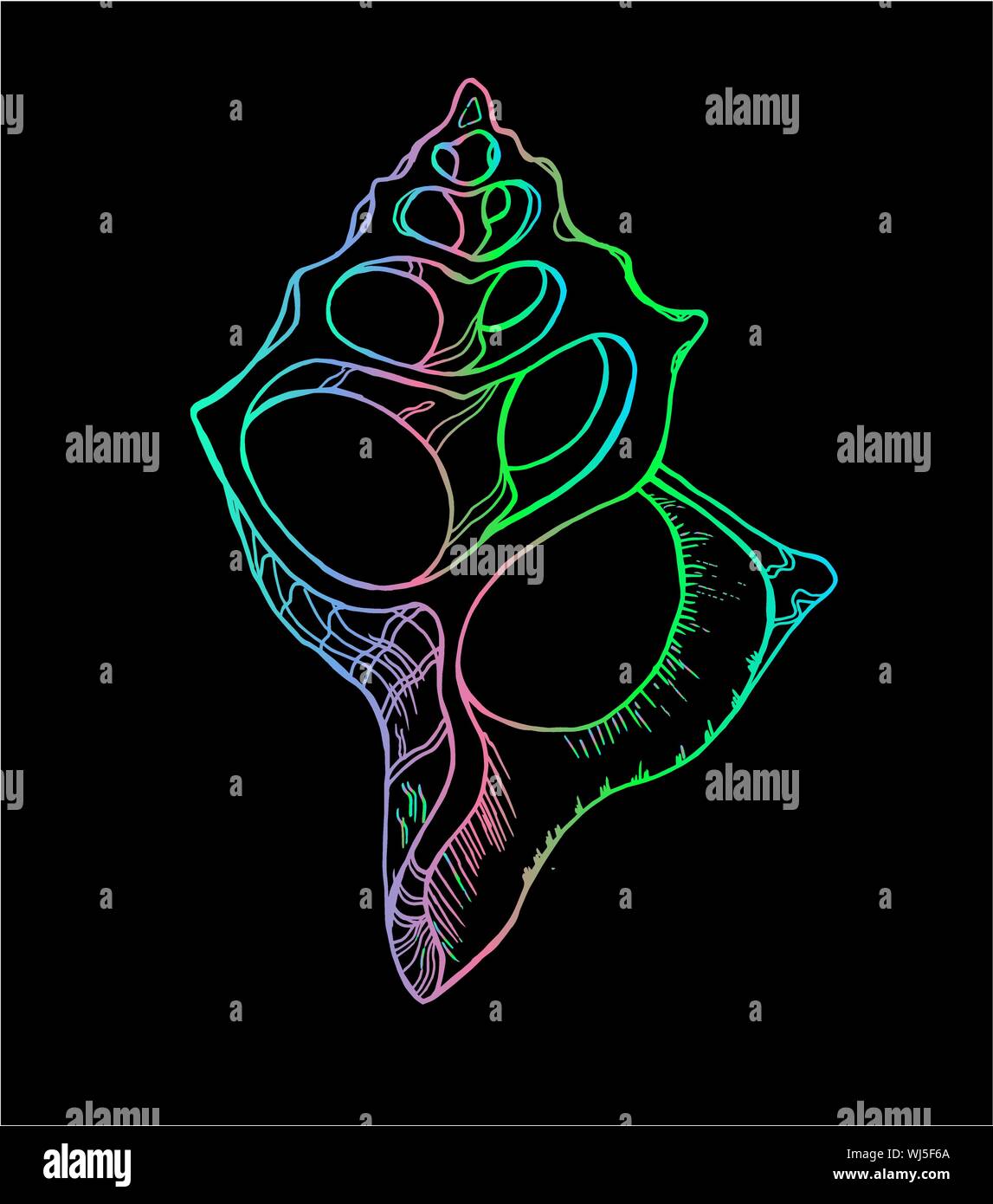 Illustration d'un néon dans une section shell fractale Illustration de Vecteur