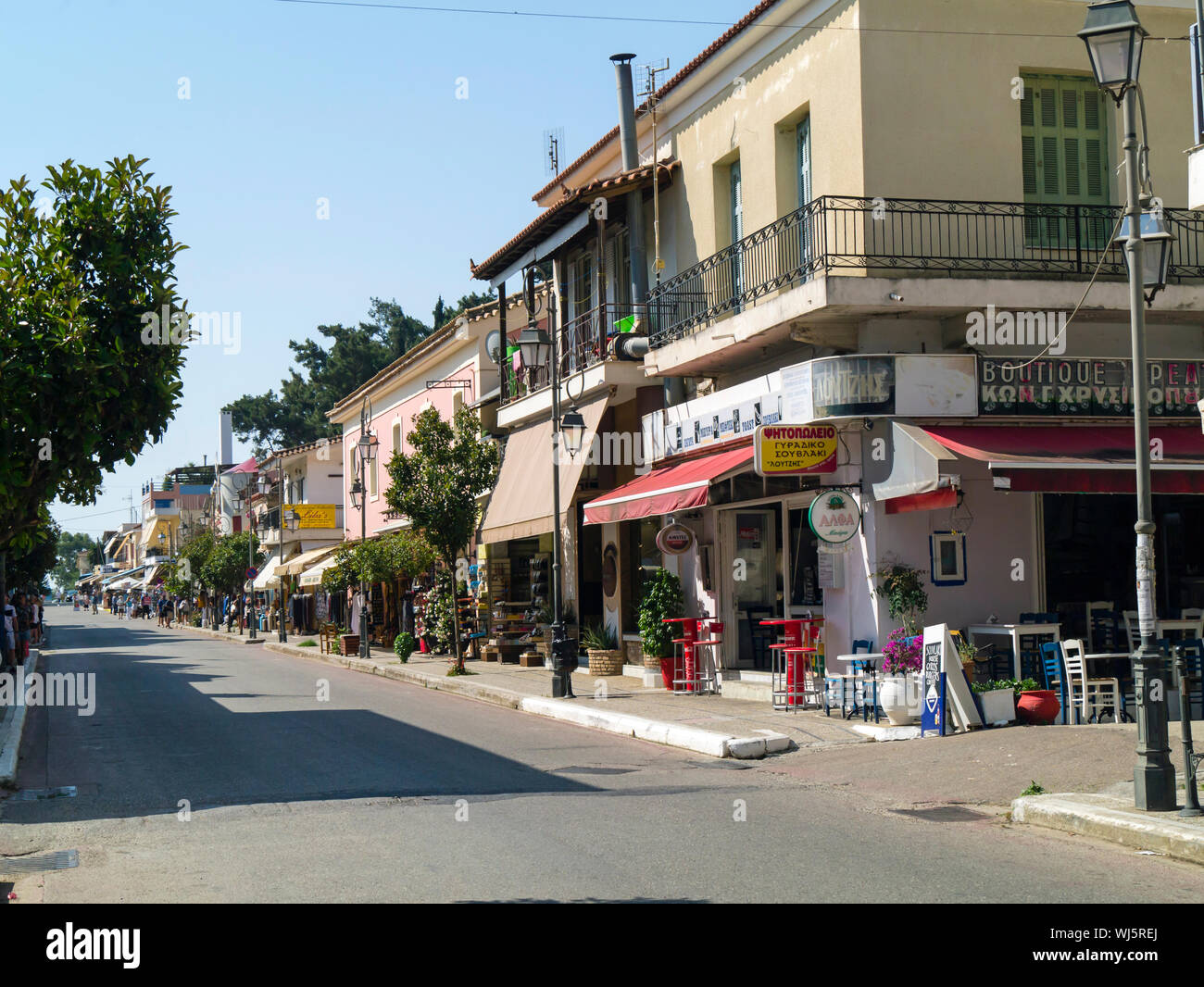 Boutiques de souvenirs touristiques,port de Katakolon, Grèce,péninsule du Péloponnèse,Europe Banque D'Images