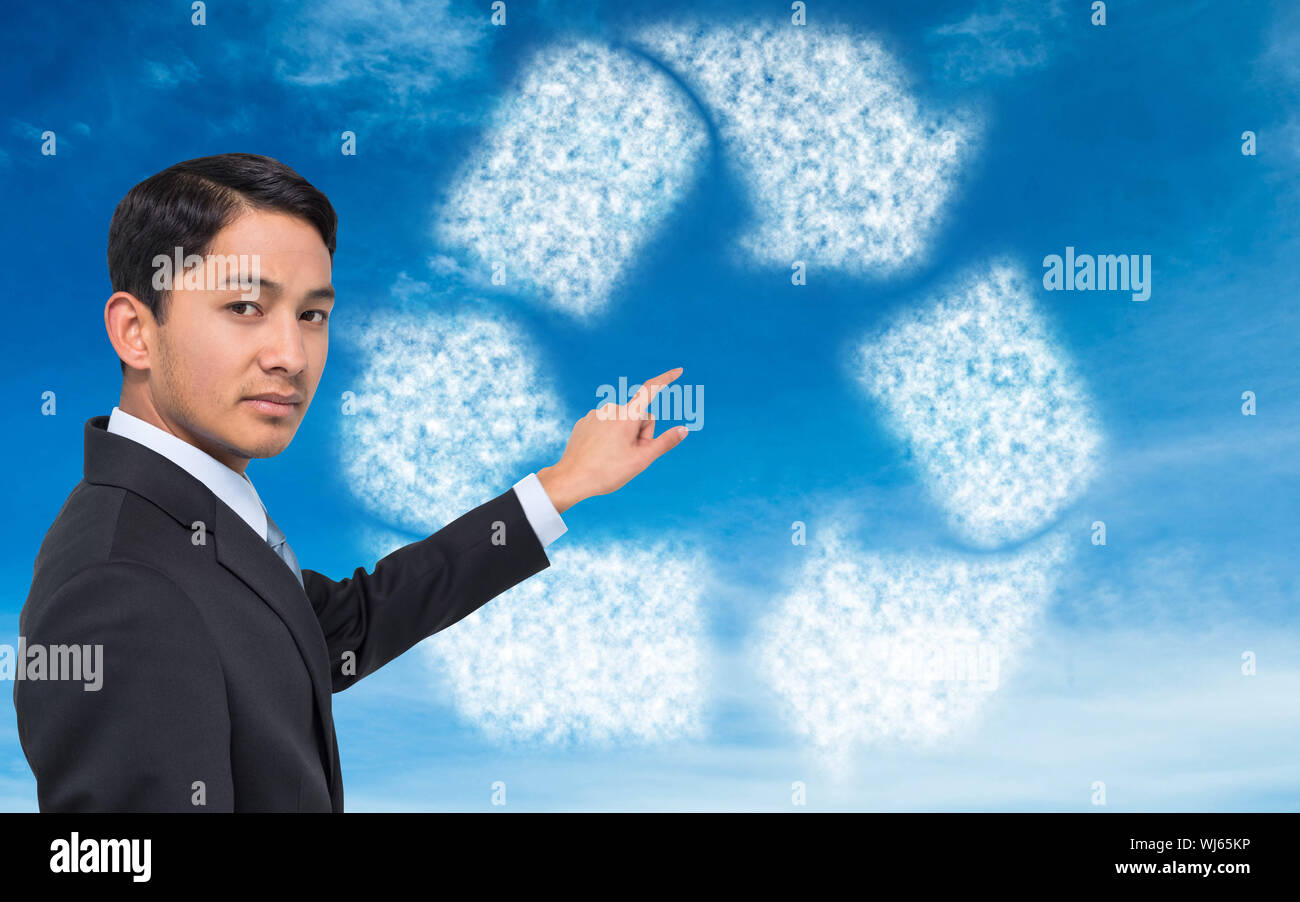 Image composite de stern asian businessman Banque D'Images