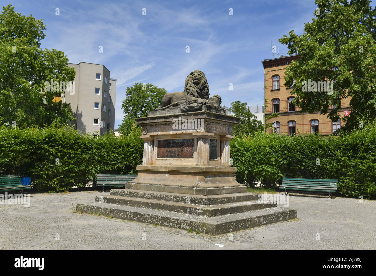 Berlin, Allemagne, Charlottenburg, Charlottenburger, arrondissement Charlottenburg-Wilmersdorf, Alt-Lietzow, monument, Lietzow, lion, lion, Lion's monument, Lion's sta Banque D'Images