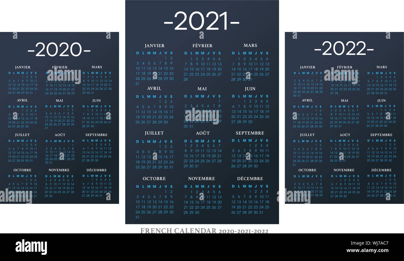 Calendrier français 2010-2021-2022 texte du modèle vectoriel de polices est Illustration de Vecteur