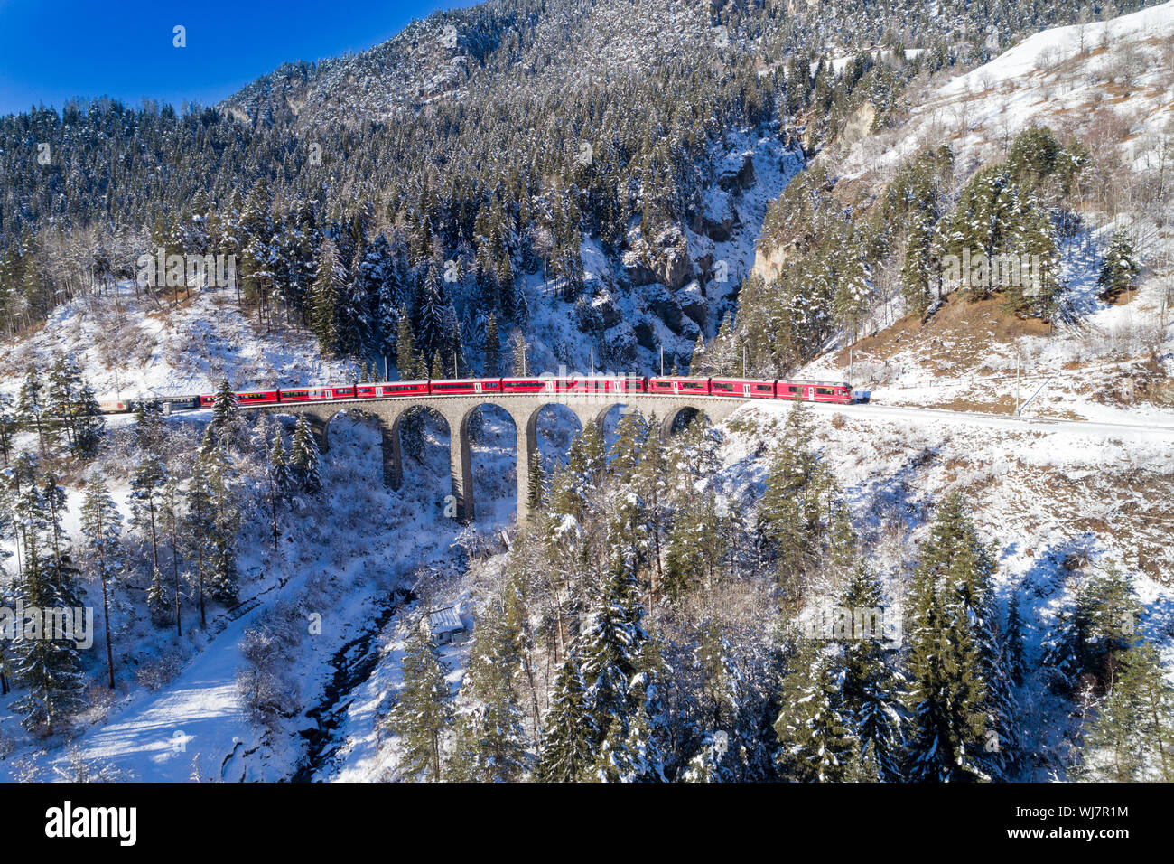 Vue aérienne de fer rhétique Engadine Banque D'Images